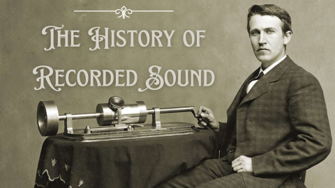Thomas Edison with an early phonograph.