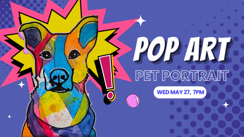 A picture of a dog in the pop art style.