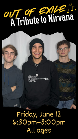 picture of the three band members (three young men) and program detail