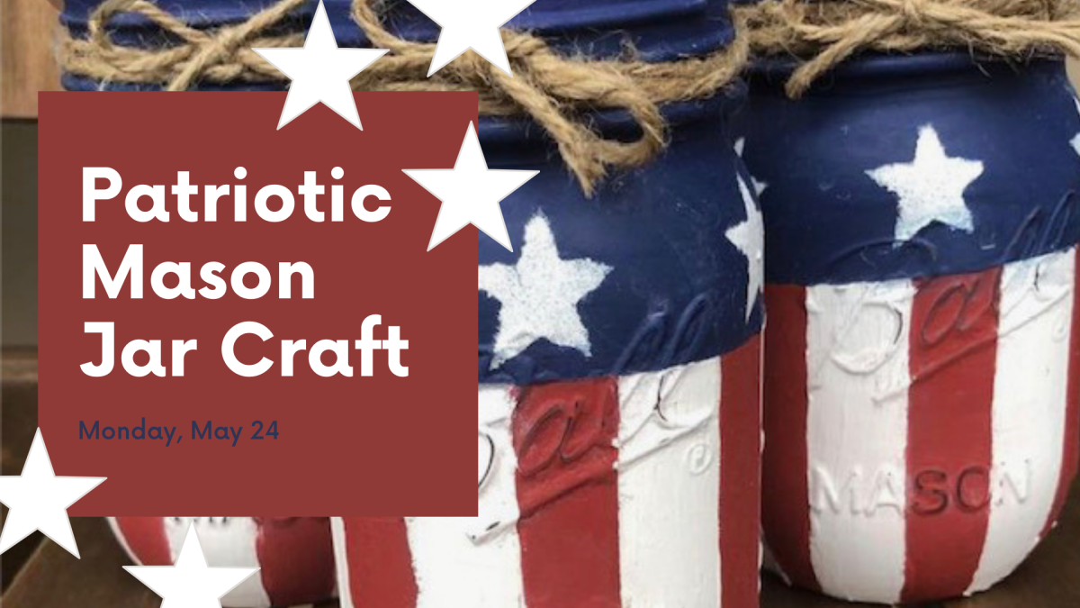 3 mason jars with twine tied around the top in a bow, painted with stars and stripes