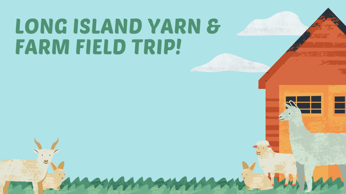 A graphic image of a farm with a barn, goat, rabbits, alpaca and a sheep.