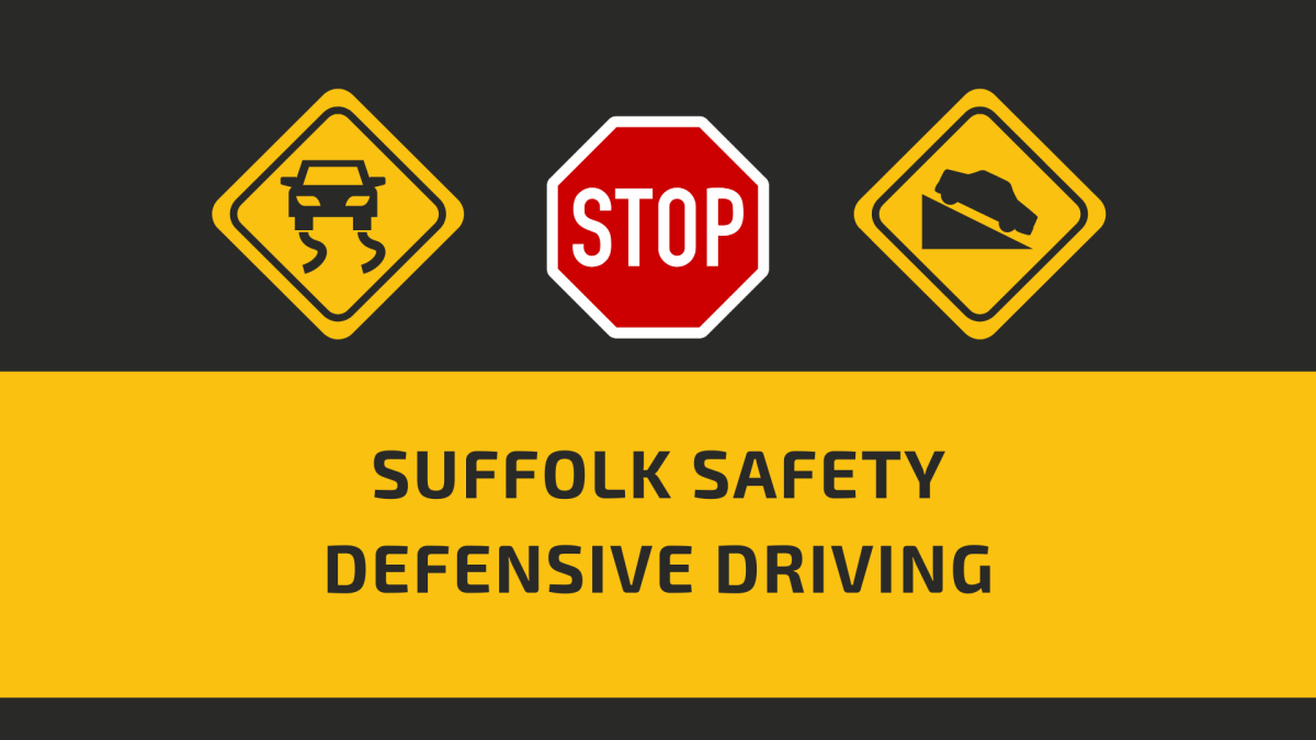 Yellow white and red road signs on a black background.