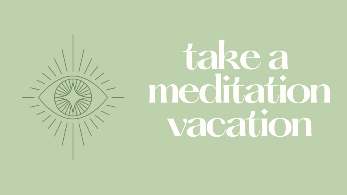 The title of the program next to a mandala symbol on a green background