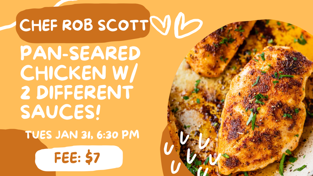 Pan-seared chicken in a pan