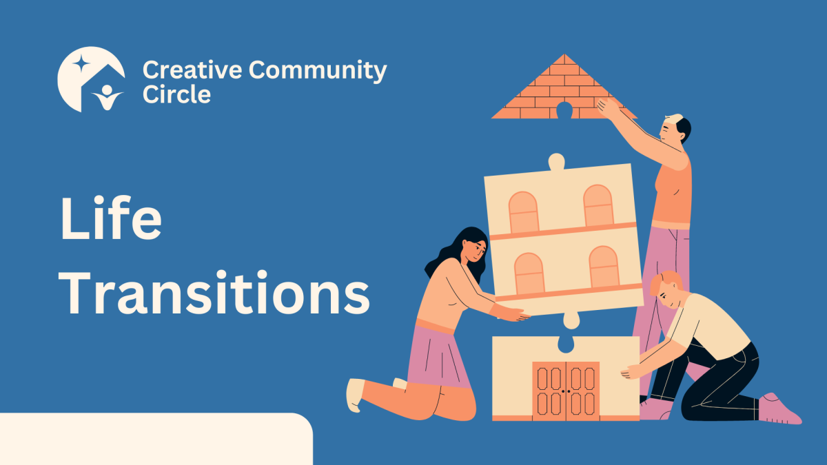 A graphic rendering of people building a  house together.