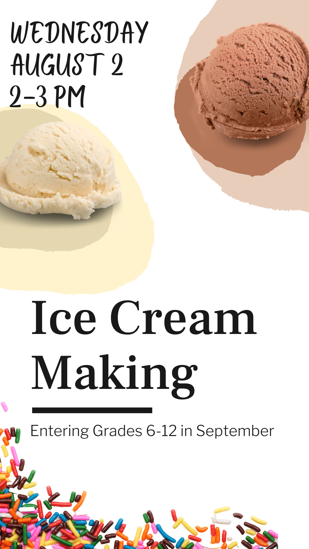 chocolate and vanilla ice cream and program details