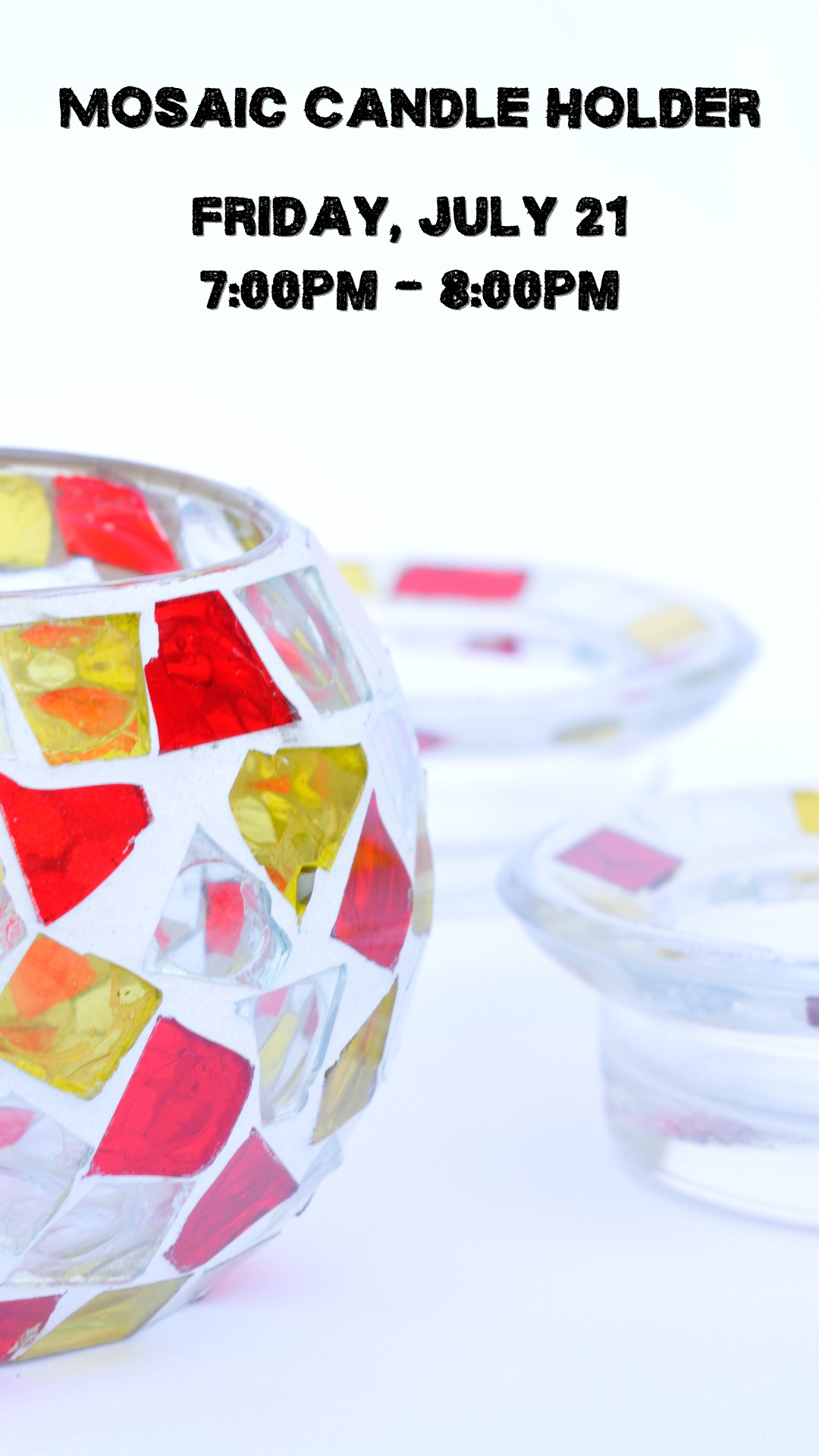 Ceramic candle holder with colorful beads with program details