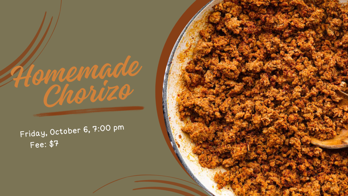 A sautee pan filled with chorizo