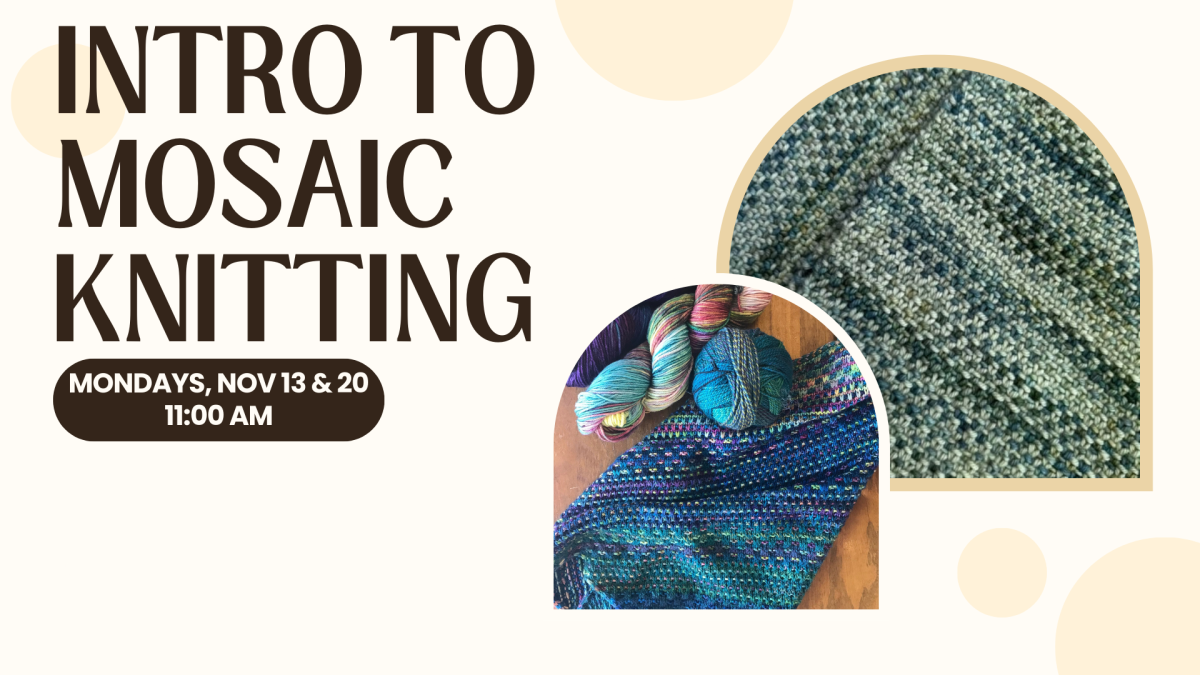 A close up and a non-close up photo of some mosaic knitting