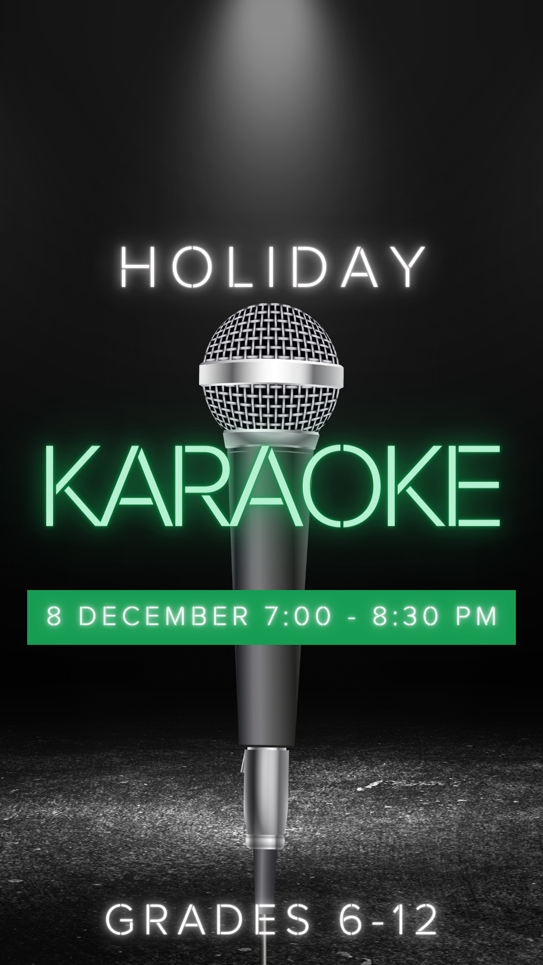 microphone with black background and program details