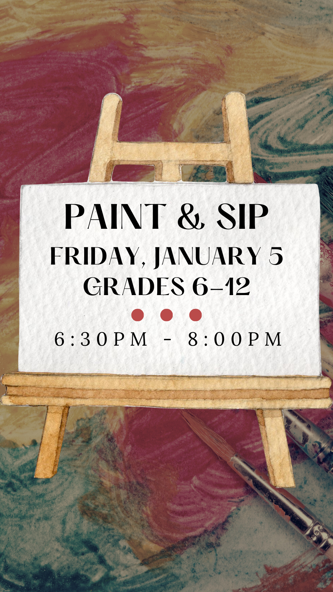 art canvas with program details on it