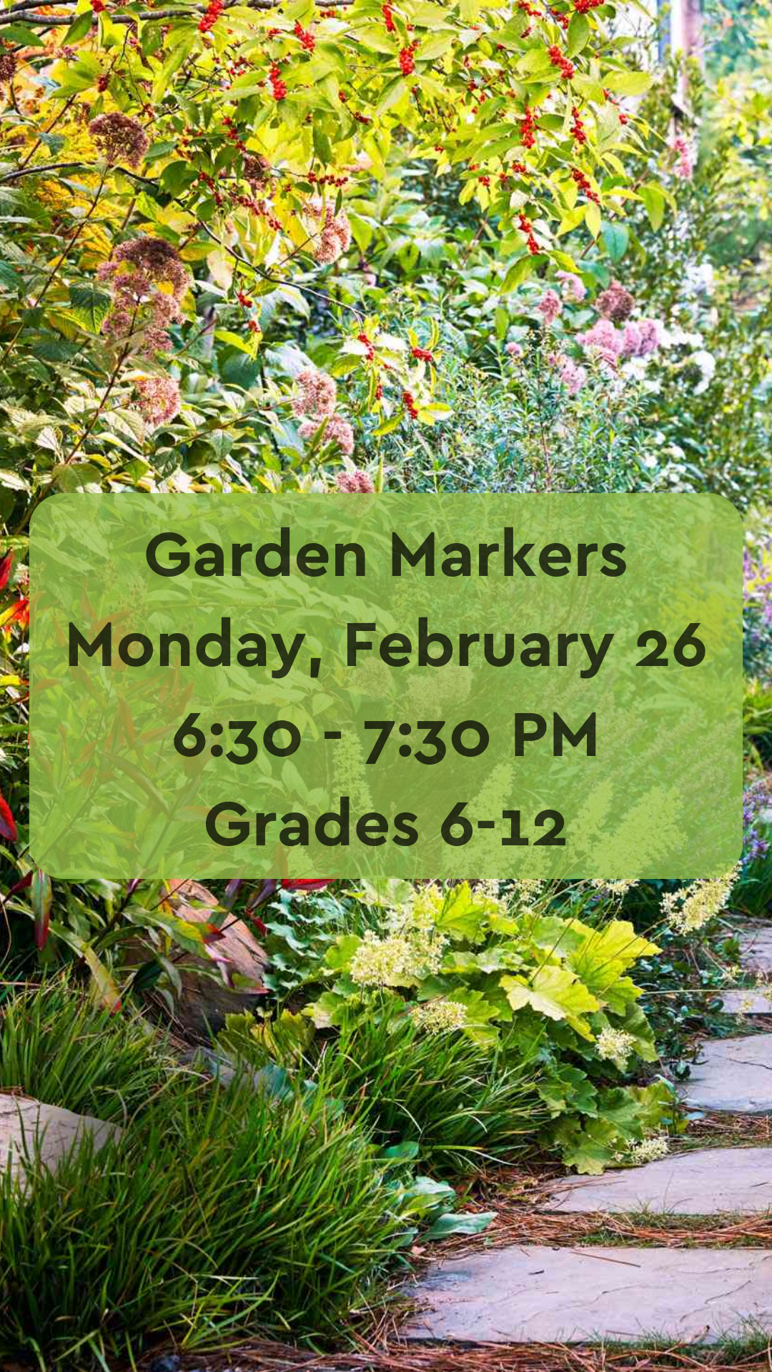 native garden background with program details