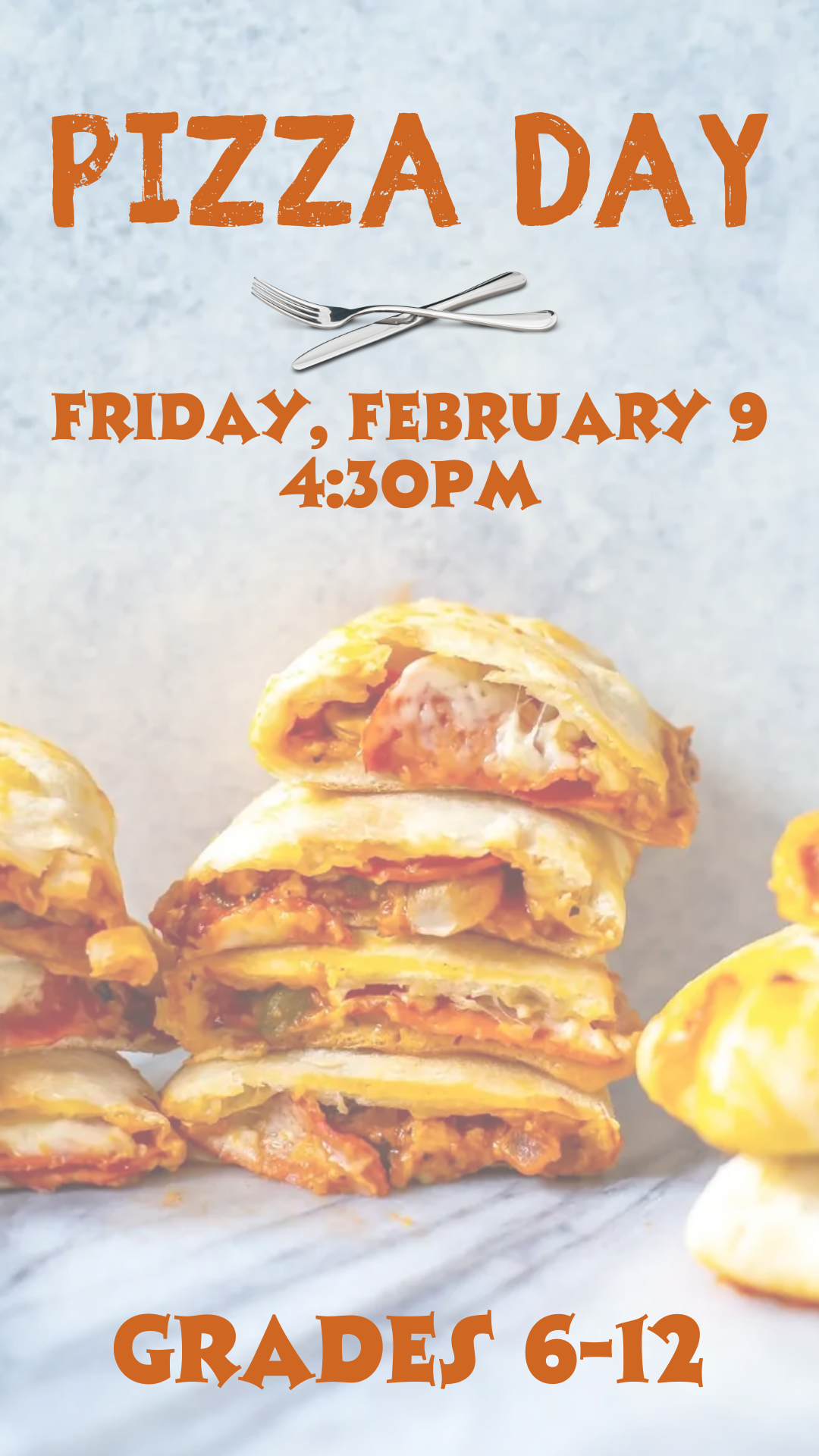 pizza pockets background with program details