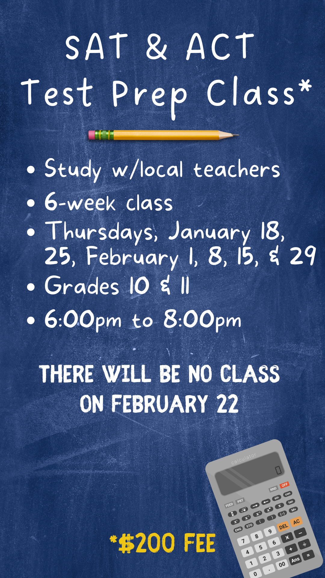 chalkboard background with program details