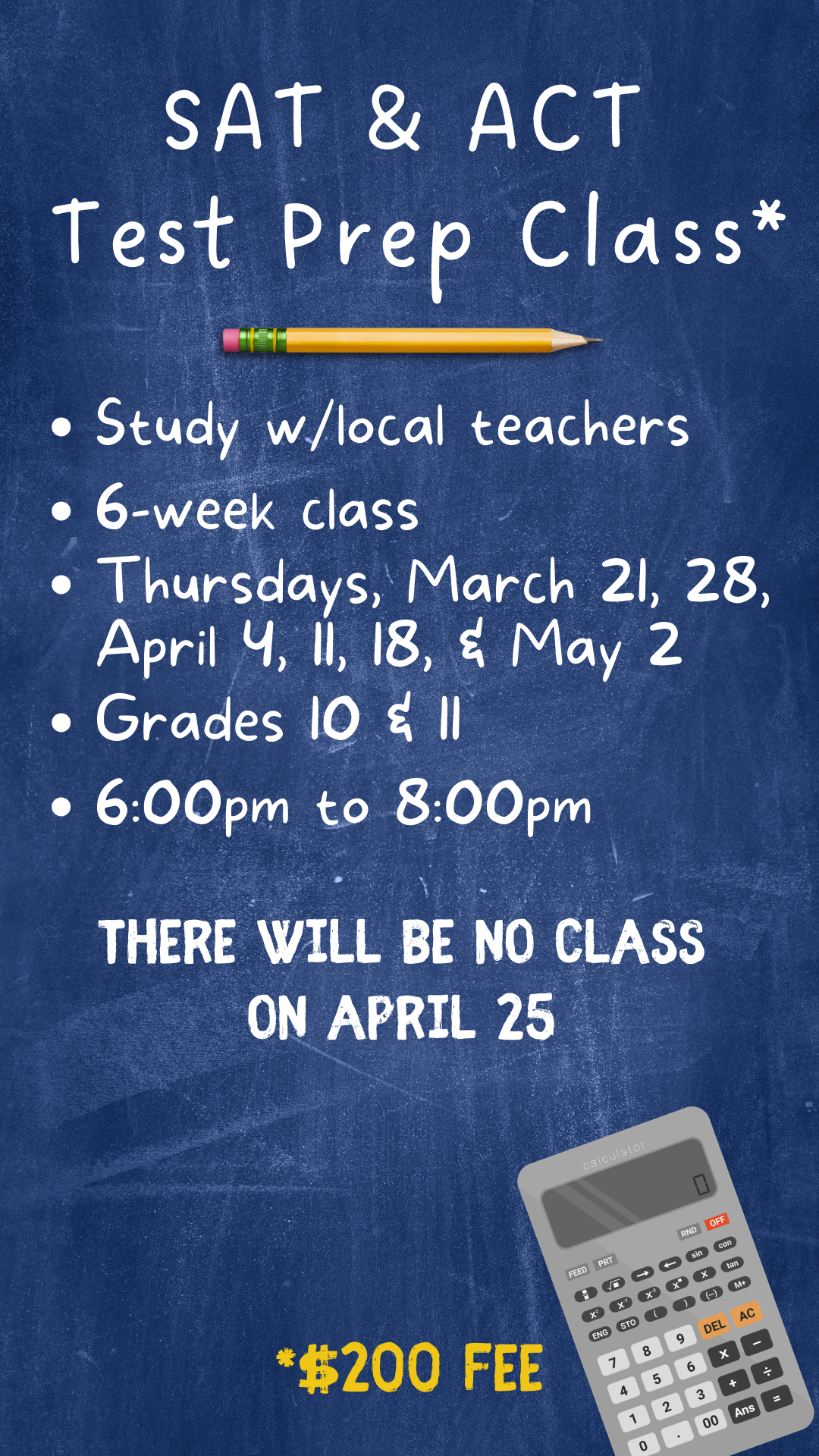 chalkboard background with program details