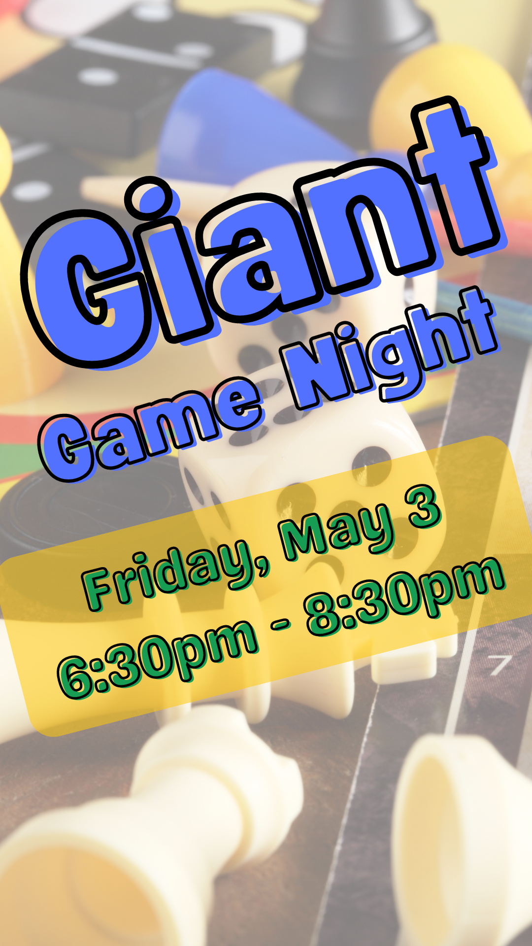 Program details with board game background