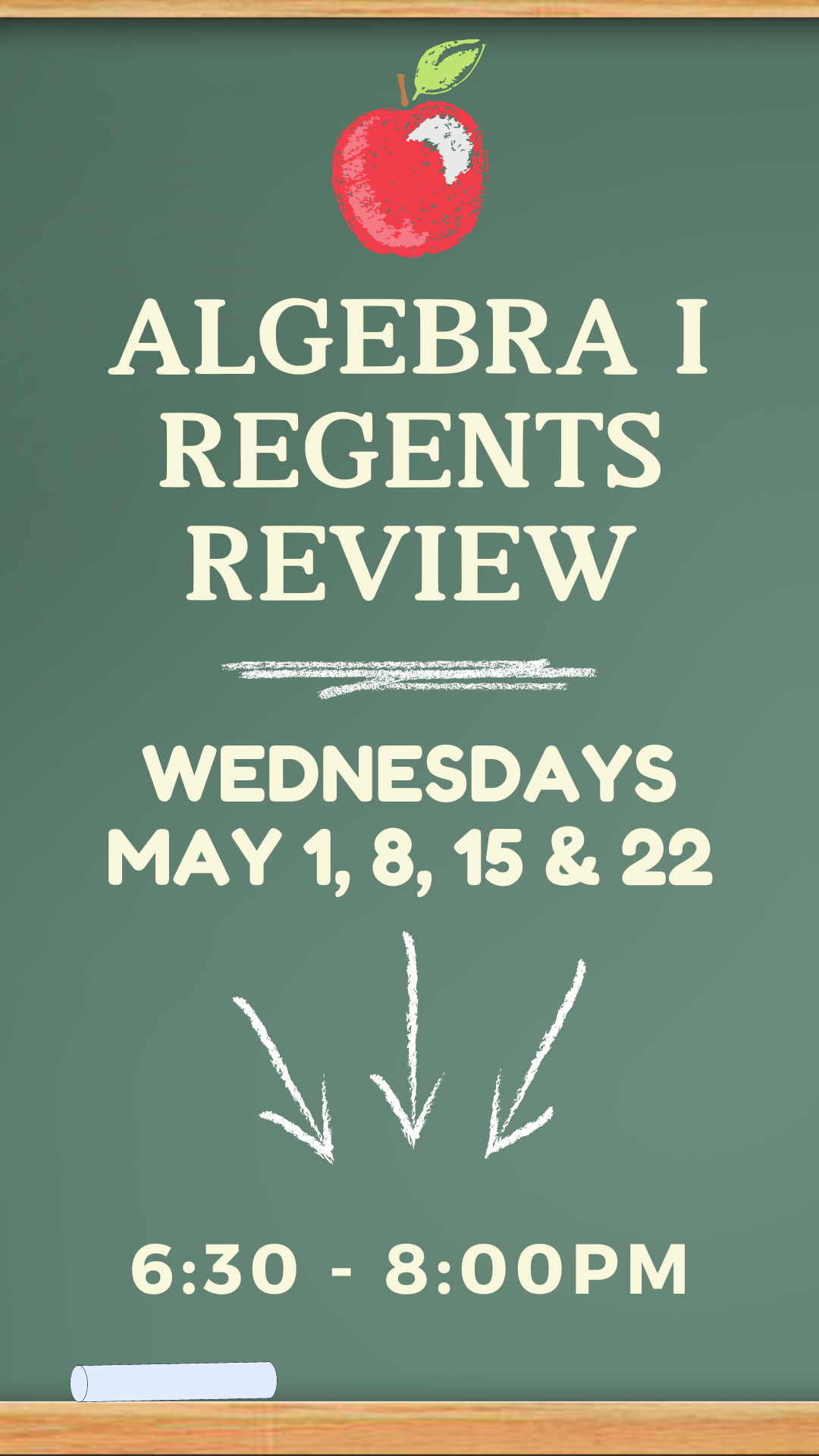 program details on cartoon chalkboard