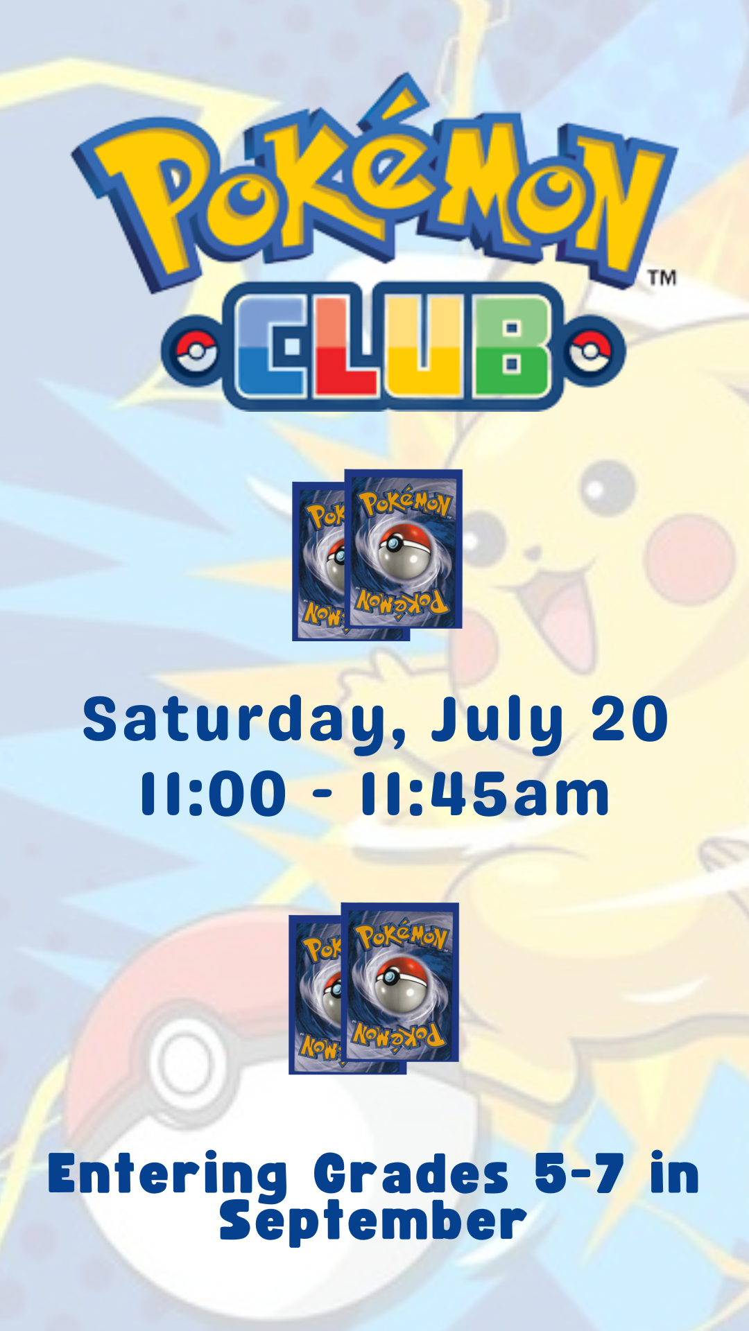 pokemon cards, pokemon logo and program details
