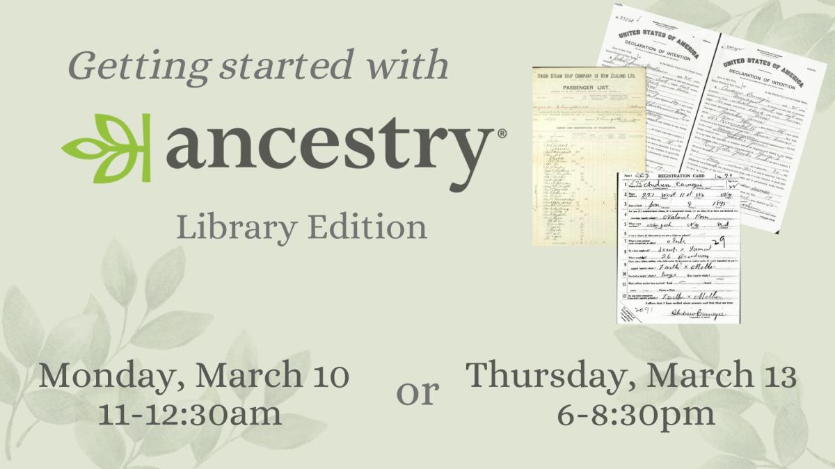 Getting started with Ancestry picture of documents on a green background