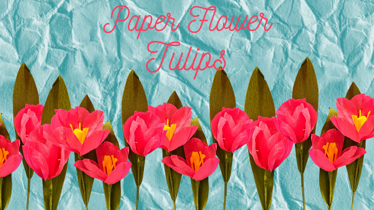 Red tulips made out of paper.