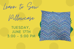 Blue floral pillowcase with a description of the program.