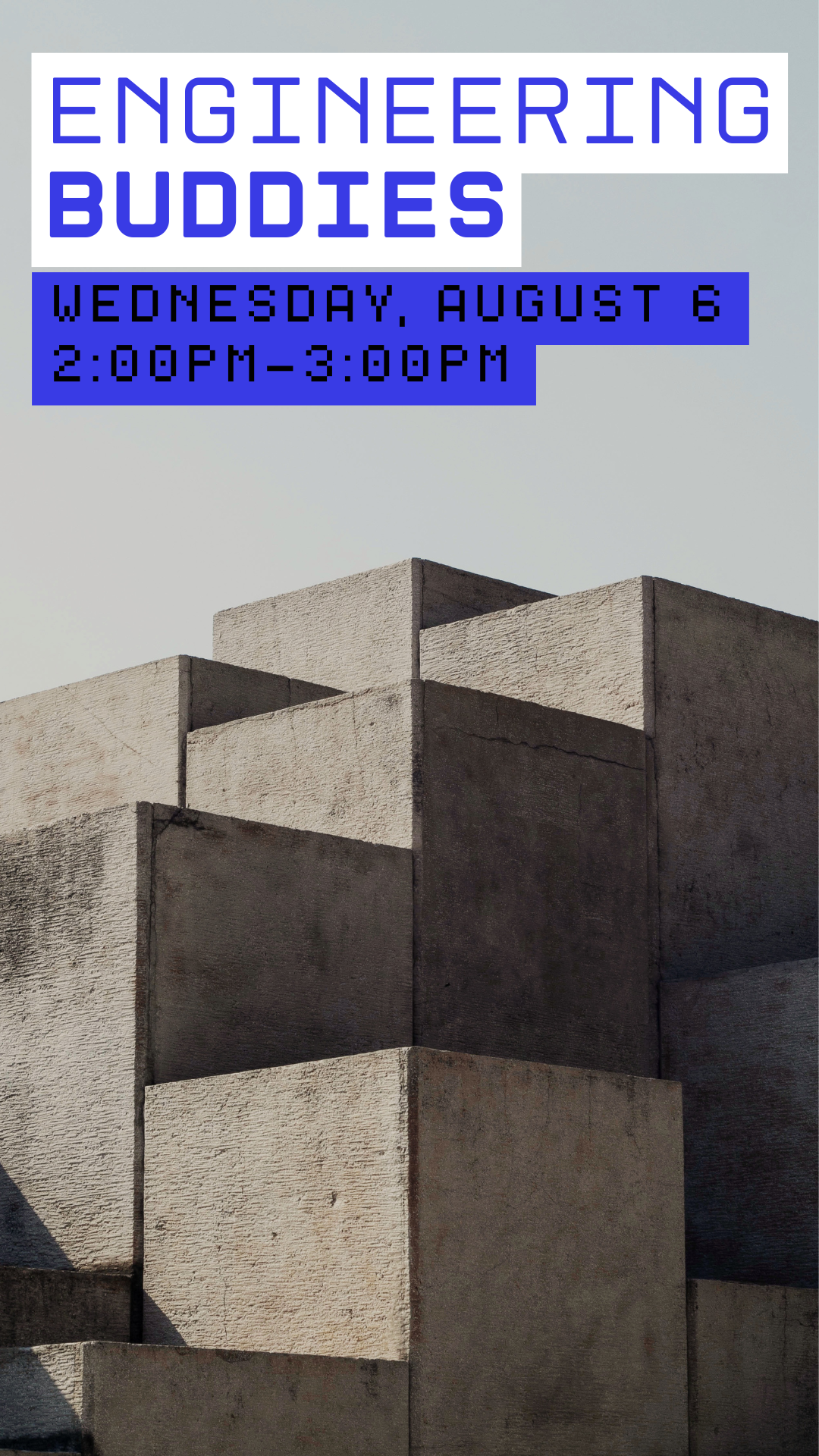 blocks in background with program details