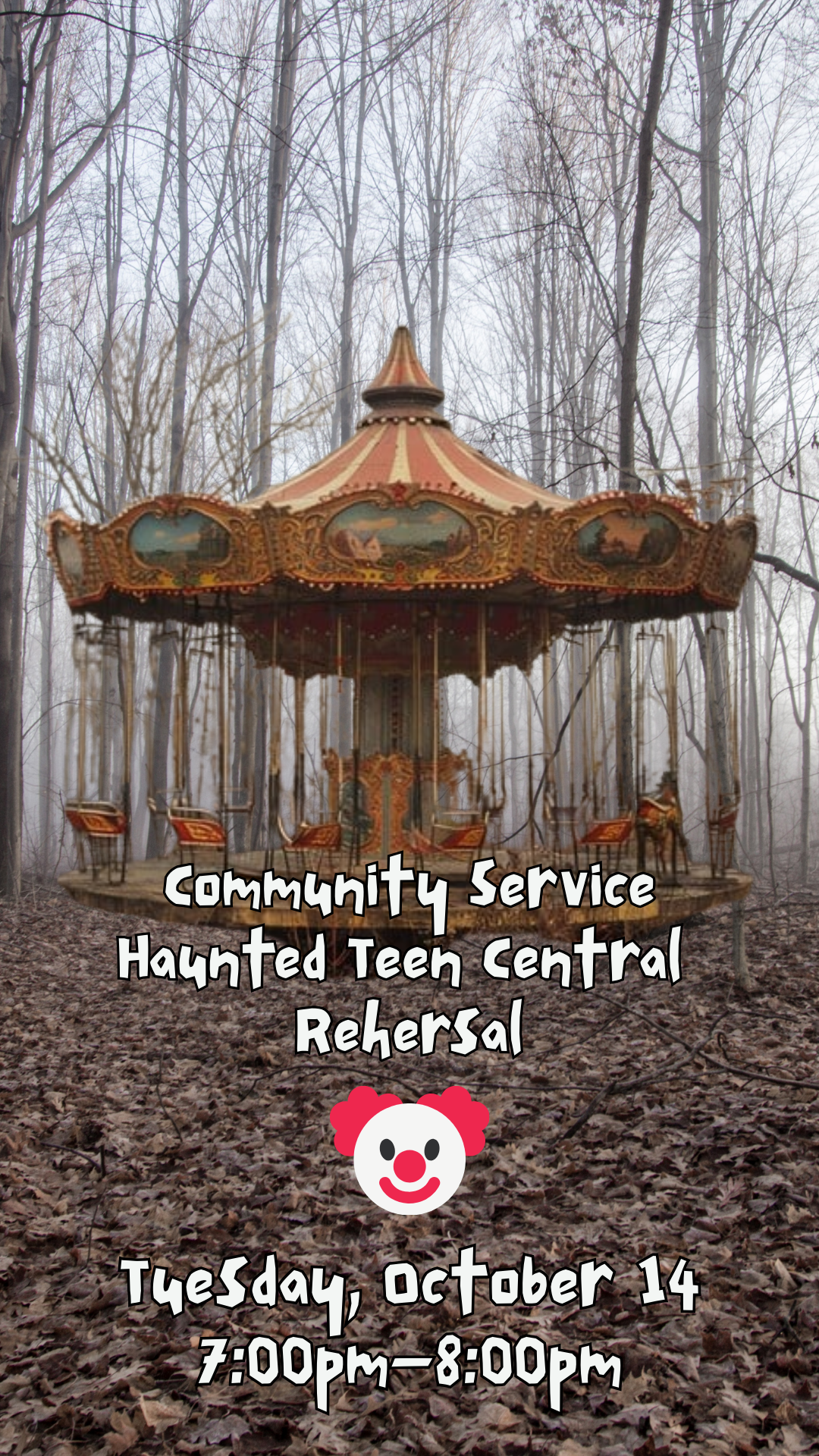 creepy woods, an abandoned carousel, and program details