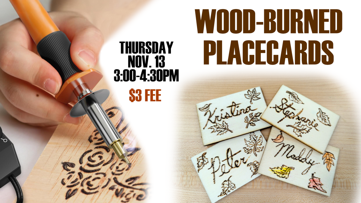 Wood-Burned Holiday Placecards - thursday, november 13th, 3pm