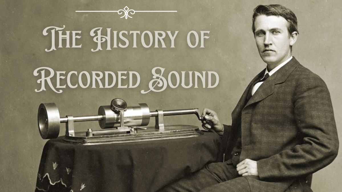 Thomas Edison with an early phonograph.