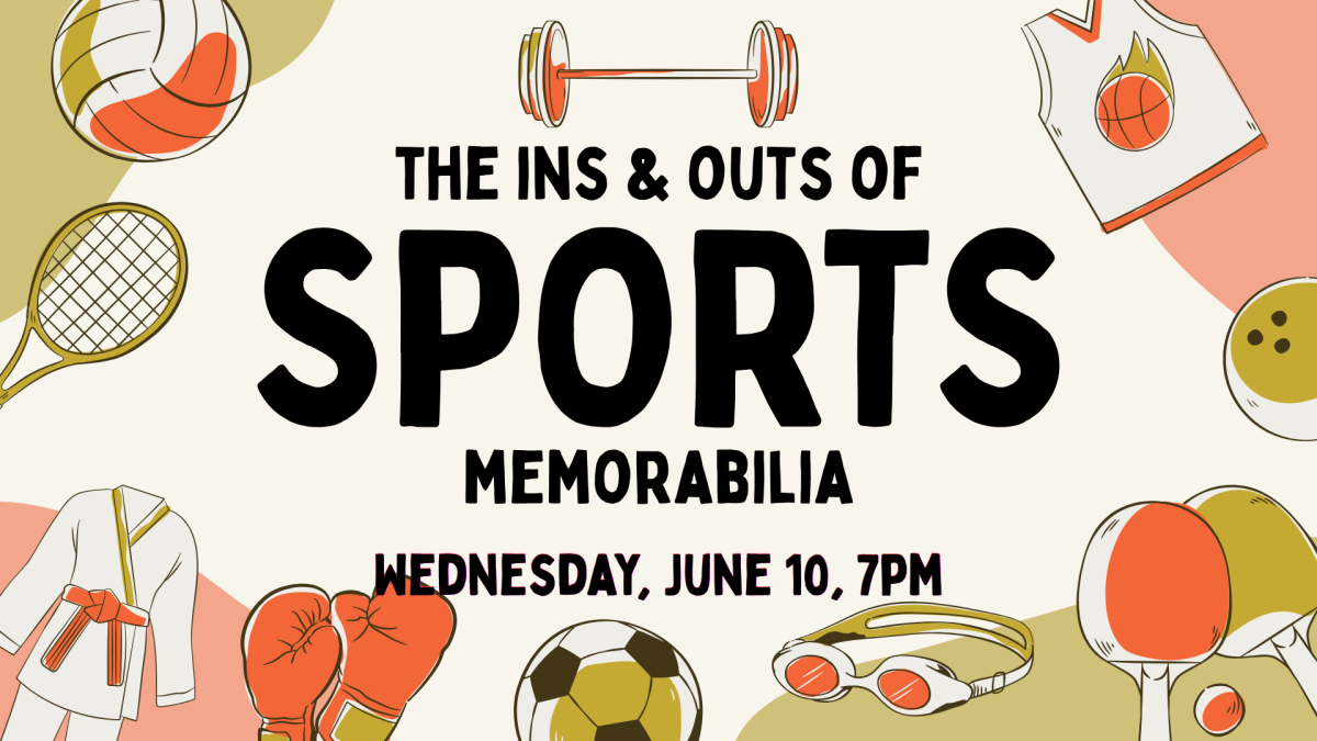 Cartoon images of sports equipment.